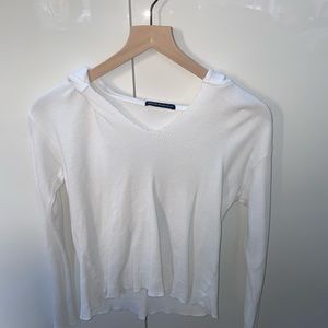 Brandy Melville V-neck White Hoodie